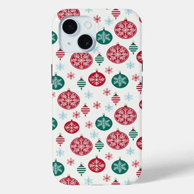 Christmas Red Green Bells Baubles Snowflake  Case-Mate iPhone Case (Back)