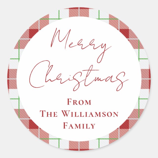 Christmas Red Green Berrries Greenery Family Classic Round Sticker (Front)