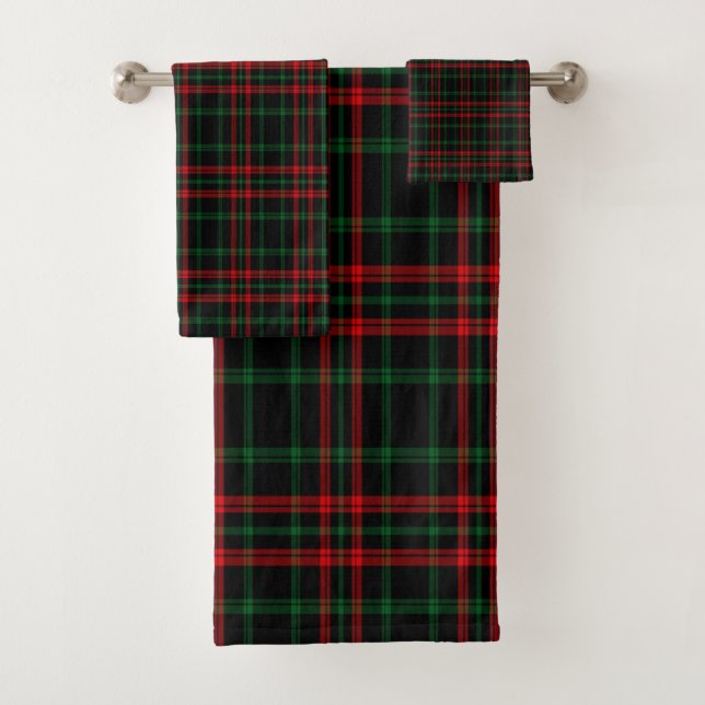 Christmas, Red, Green, Black Plaid Bath Towel Set (Insitu)