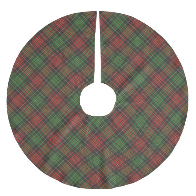 Christmas red green black plaid pattern classic brushed polyester tree skirt (Front)