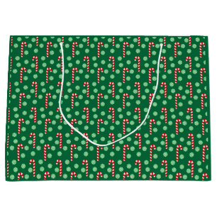 Christmas Red Green Candy Cane Large Gift Bag
