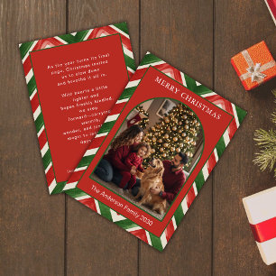 Christmas Red Green Chevron Arch Photo Holiday Card
