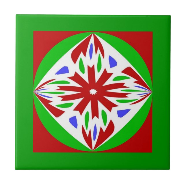 Christmas Red Green Circle Tile (Front)