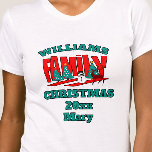Christmas red green family name editable T-Shirt