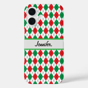 Christmas Red & Green geometric iPhone 16 Case