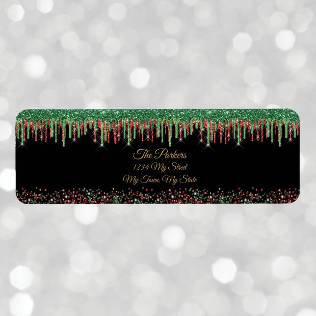 Christmas Red Green Glitter Dripping Black Glam  (Creator Uploaded)