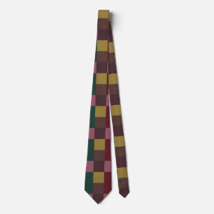 Christmas Red Green Gold Pink Brown Color Block Tie
