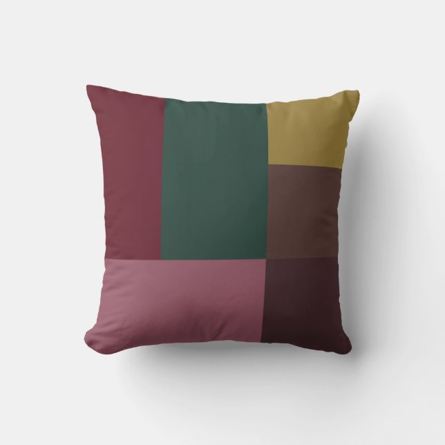 Christmas Red Green Gold Pink Brown Colour Block Cushion (Front)