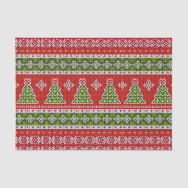 Christmas Red Green Holidays Modern Tissue Paper (Front)