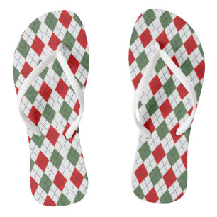 Christmas Red Green Pattern Holidays Elegant Jandals