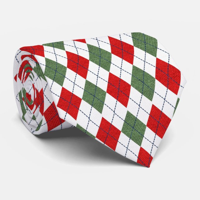 Christmas Red Green Pattern Holidays Tie (Rolled)