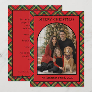 Christmas Red Green Plaid Arch 1 Photo Holiday Card