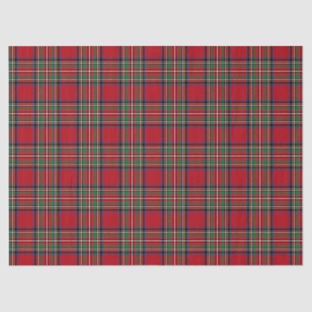 Christmas Red Green Plaid Classic Stewart Tartan Tissue Paper (Front)