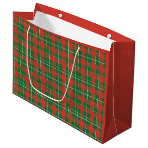 Christmas Red Green Plaid Large Gift Bag