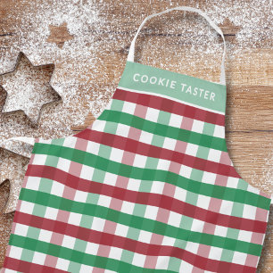 Christmas Red Green Plaid Personalised Matching Apron