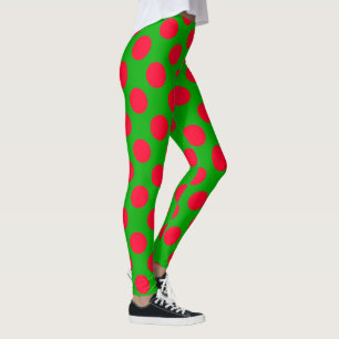 Christmas Red Green Polka Dot Leggings