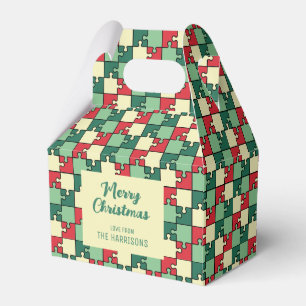 Christmas Red Green Puzzle Piece Geometric Favour Box