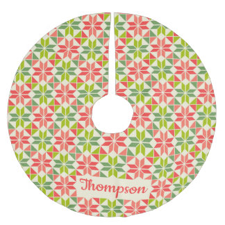 Christmas Red Green Quilted Star Tree Skirt