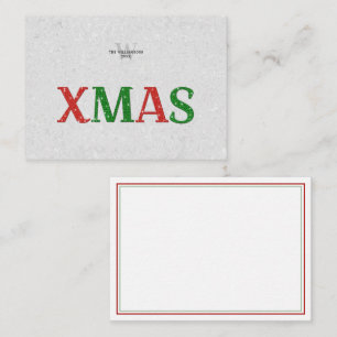 Christmas Red Green Rhinestone Family Personalised Card