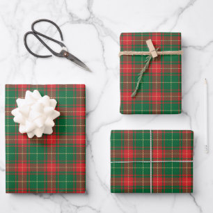 Christmas red green rustic tartan plaid pattern wrapping paper sheet