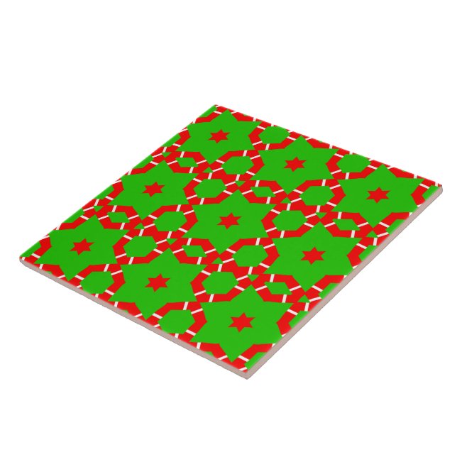 Christmas Red Green Stars Mosaic Tile (Side)