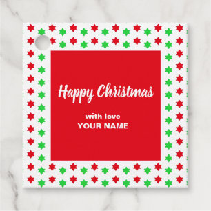 Christmas Red & Green Stars Square Shaped Favour Tags