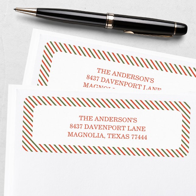 Christmas Red Green Striped Return Address (Creator Uploaded)