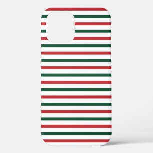 Christmas Red & Green Stripes Gift Pattern iPhone 12 Case