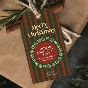 Christmas Red Green Stripes Handmade Gift Tags