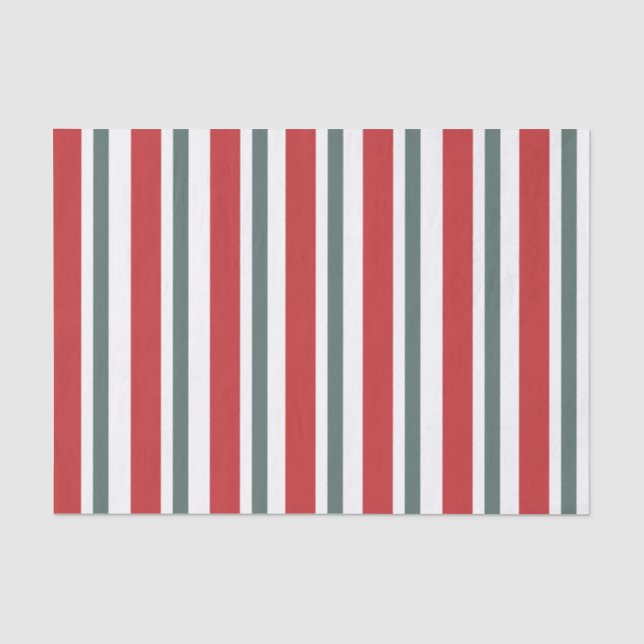 Christmas Red Green Stripes Tissue Paper (Front)