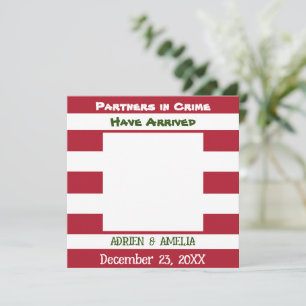 Christmas Red Green Stripes Twin Baby Announcement