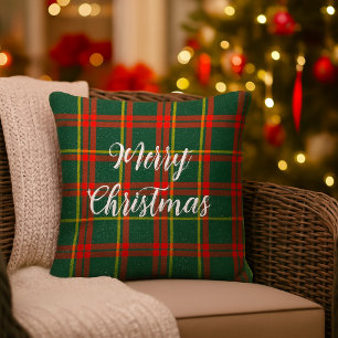 Christmas Red Green Tartan  Cushion