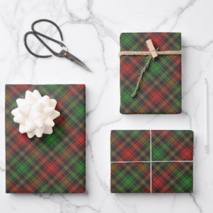 Christmas red green tartan plaid diagonal pattern wrapping paper sheet