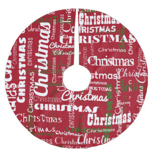 Christmas Red Green White Classic Word Pattern  Brushed Polyester Tree Skirt