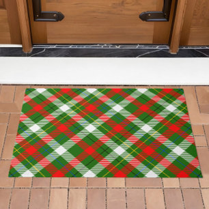 Christmas Red Green White Flannel Plaid Design Doormat