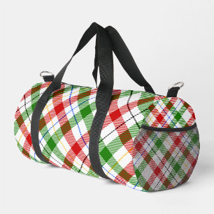 Christmas Red Green White Flannel Plaid Design Duffle Bag