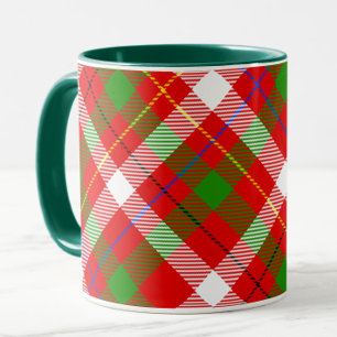 Christmas Red Green White Flannel Plaid Design Mug
