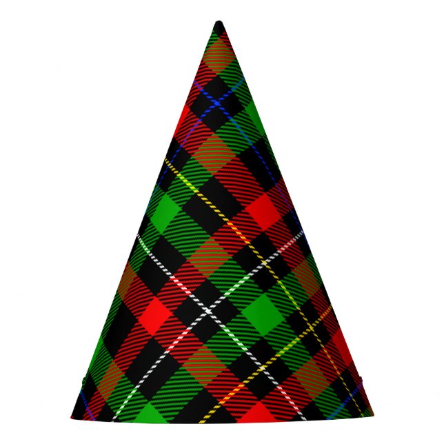 Christmas Red Green White Flannel Plaid Design  Party Hat (Front)