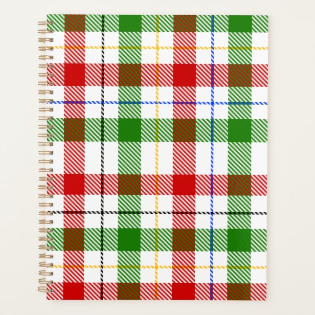 Christmas Red Green White Flannel Plaid Design  Planner (Front)