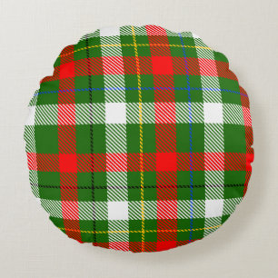 Christmas Red Green White Flannel Plaid Design Round Cushion