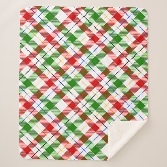 Christmas Red Green White Flannel Plaid Design  Sherpa Blanket (Front)
