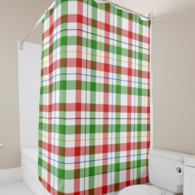Christmas Red Green White Flannel Plaid Design  Shower Curtain (Creator Uploaded)