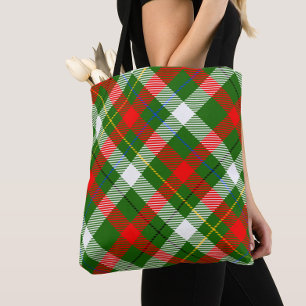 Christmas Red Green White Flannel Plaid Design  Tote Bag
