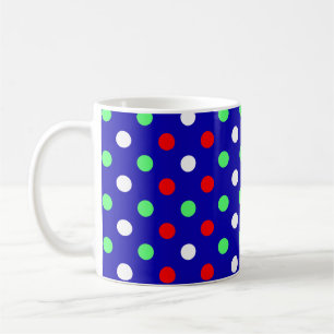 Christmas - Red, Green & White Polka Dots Pattern  Coffee Mug