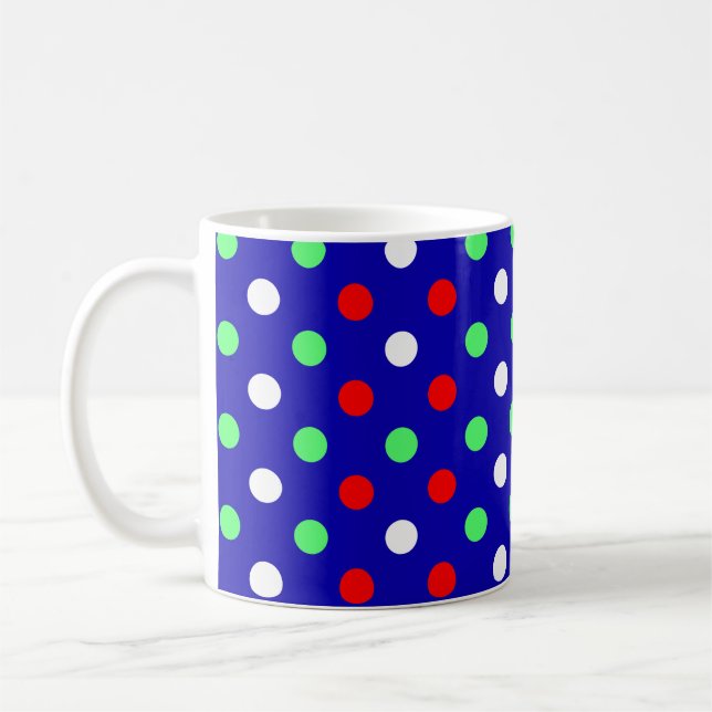 Christmas - Red, Green & White Polka Dots Pattern  Coffee Mug (Left)