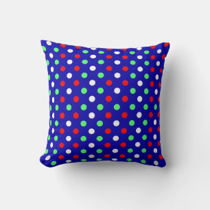 Christmas - Red, Green & White Polka Dots Pattern  Cushion