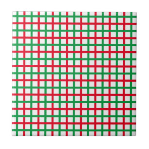 Christmas Red green white squared pattern holidays Tile