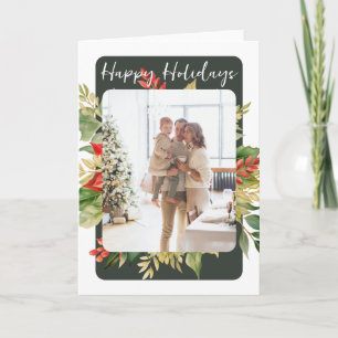 Christmas Red Green Winter Foliage Photo Template