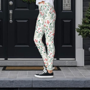 Christmas Red Holly Berries Leggings