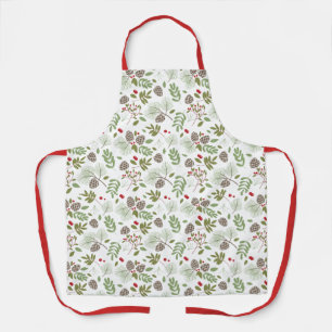 Christmas Red Holly Berry Pattern Kitchen Apron